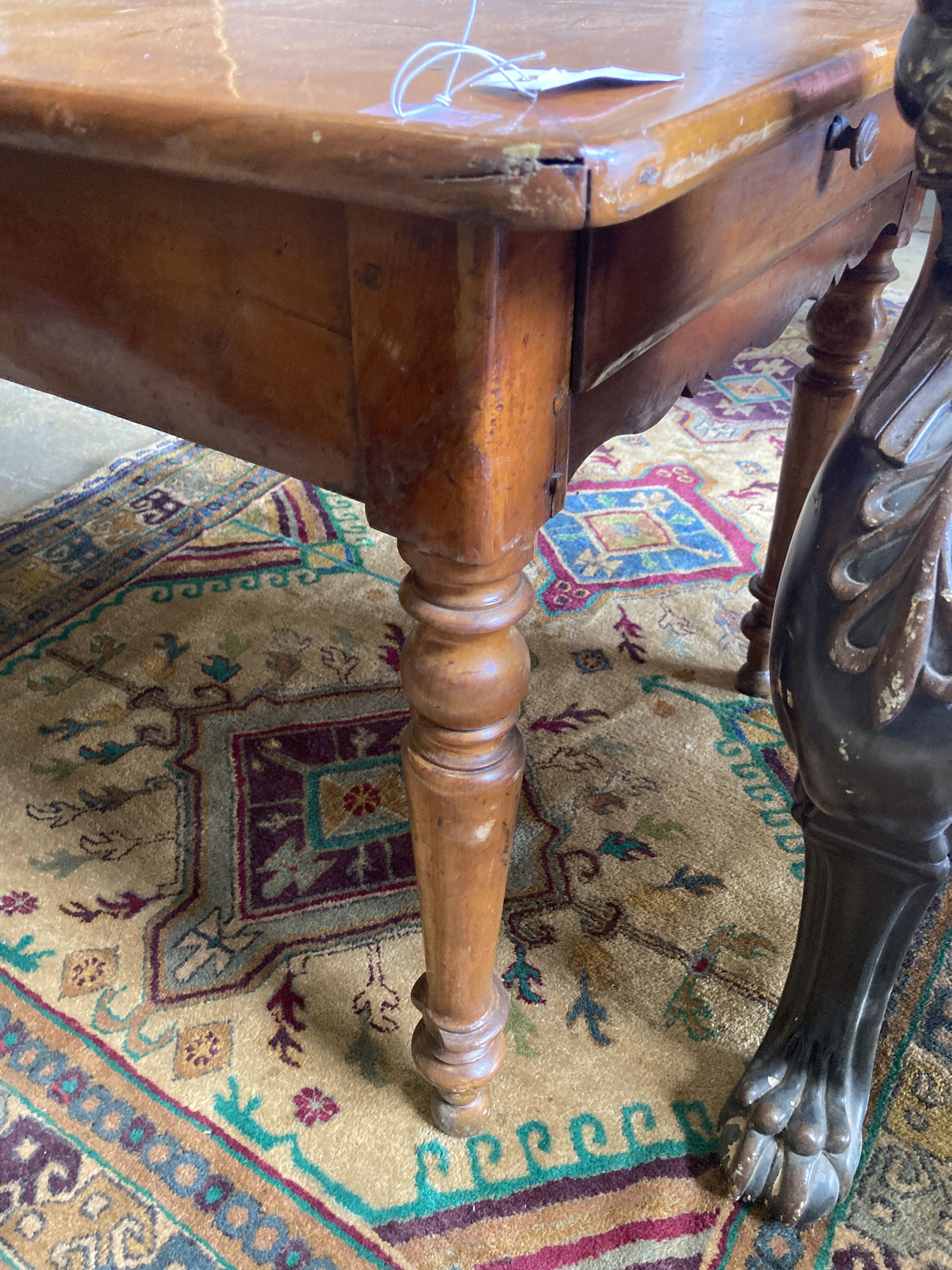 A 19th century French cherry farmhouse table, length 183cm, depth 82cm, height 73cm